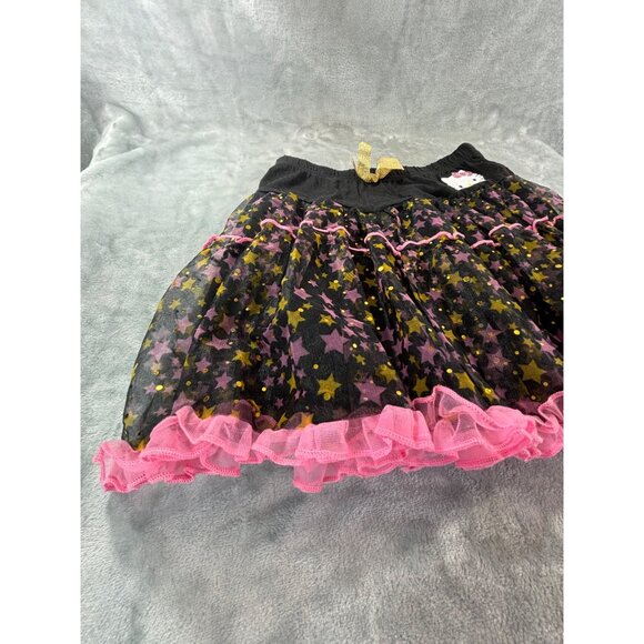 Hello Kitty Skirt Girl's Large 10/12 black, pink and gold ruffled skirt - Picture 5 of 8